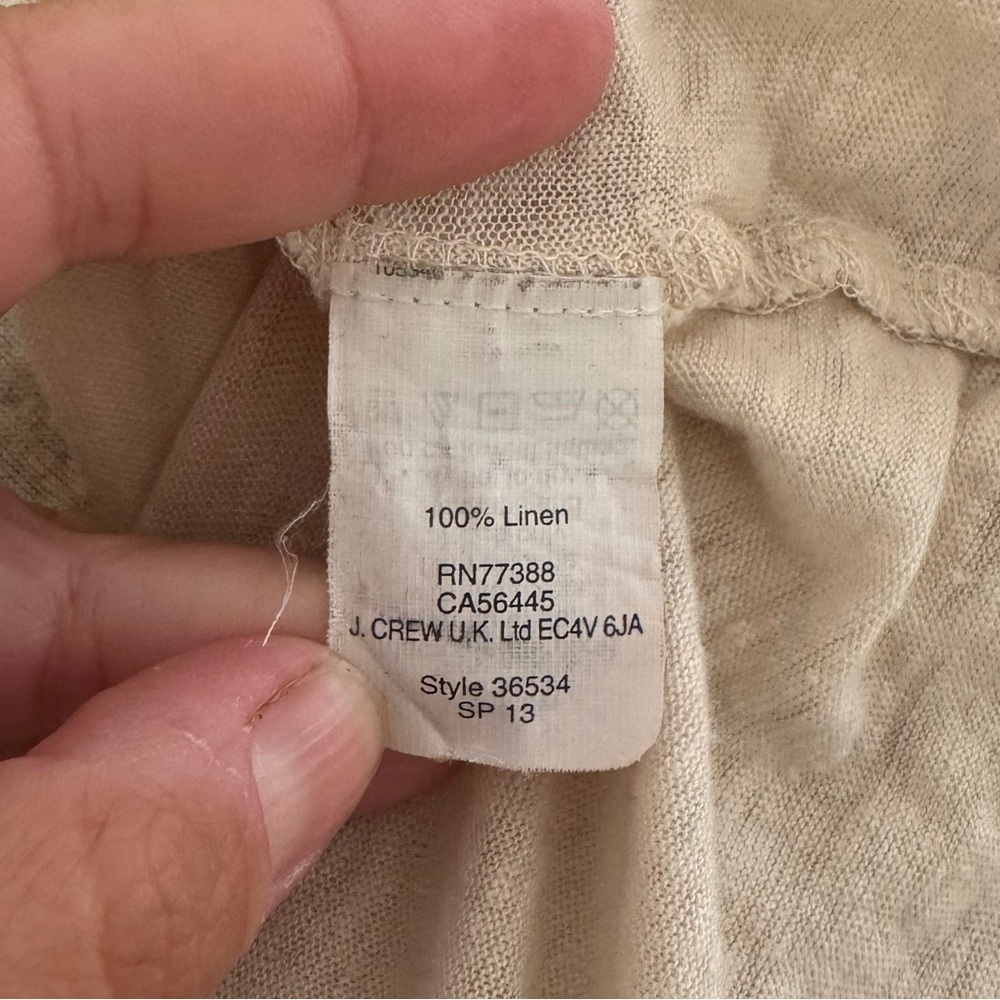 Women’s Hi-Line llama cream colored 100% linen short sleeve shirt Medium - Picture 4 of 4